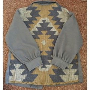 New Aztec Native Print Flannel Shacket Western Jacket Coat Womens L/XL